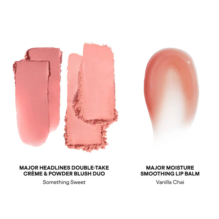 PATRICK TA   
Major Headlines Double-Take Crème & Powder Blush Duo & Lip Balm Makeup Gift Set  🤎✔️