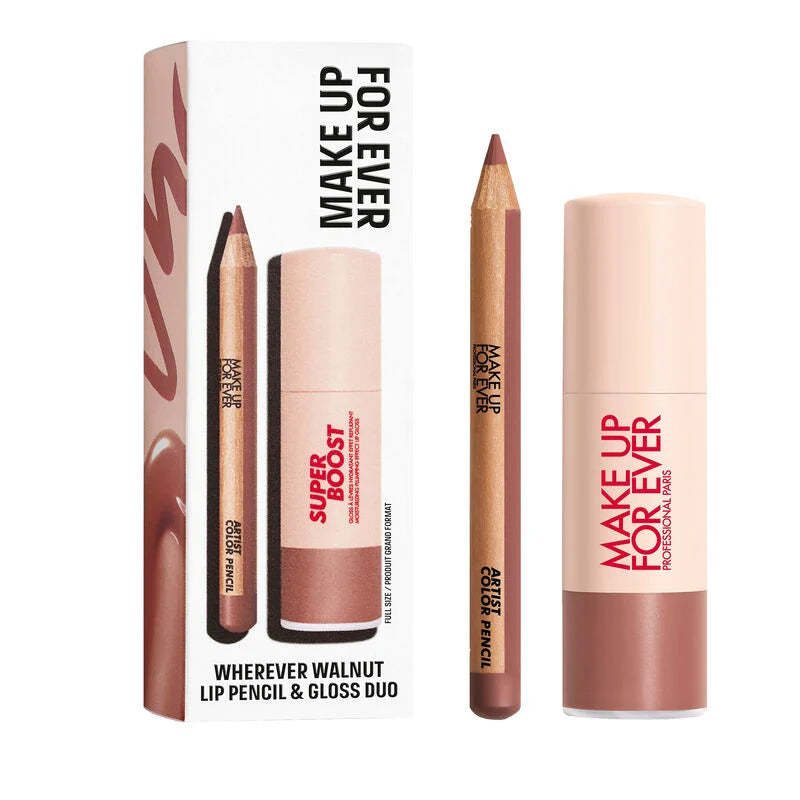 Makeup For Ever 
LIP PENCIL & GLOSS DUO    
wherever walnut 🤎