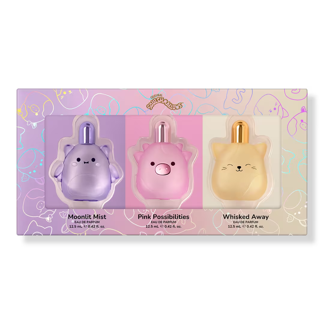 SQUISHMALLOWS FRAGRANCES 
3-Piece Coffret Set 💜🩷💛