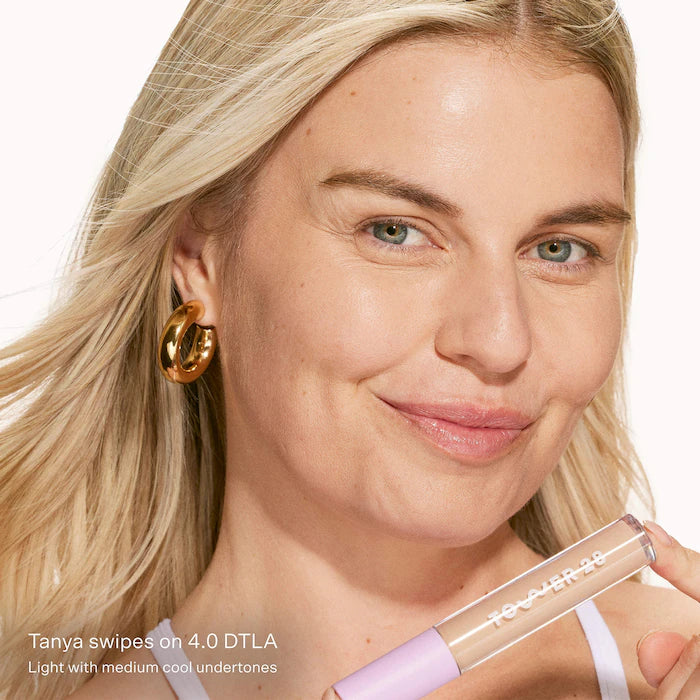 Tower 28 
Swipe All-Over Hydrating Serum Concealer with 18-HR Wear - 4.0 DTLA 🤍