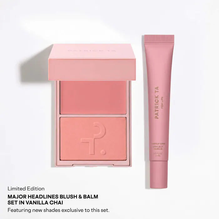 PATRICK TA   
Major Headlines Double-Take Crème & Powder Blush Duo & Lip Balm Makeup Gift Set  🤎✔️