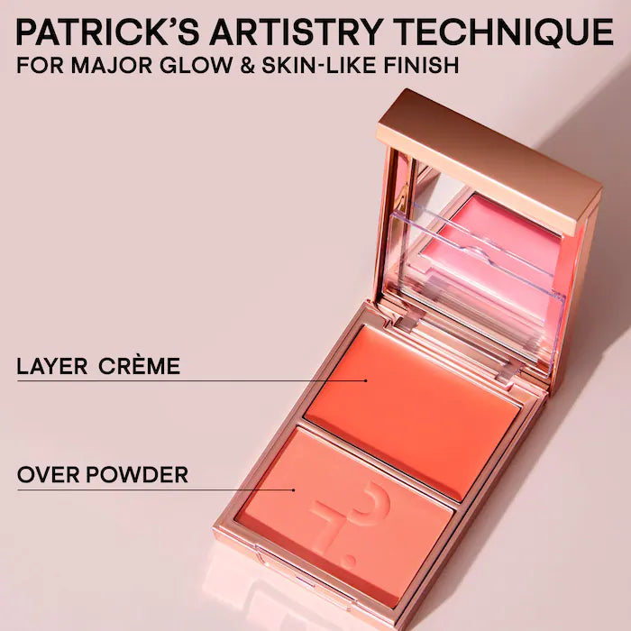 PATRICK TA     
Mini Major Headlines Double-Take Crème & Powder Blush Duo 🩷