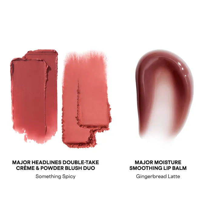 PATRICK TA 
Major Headlines Double-Take Crème & Powder Blush Duo & Lip Balm Makeup Gift Set  🤎✔️