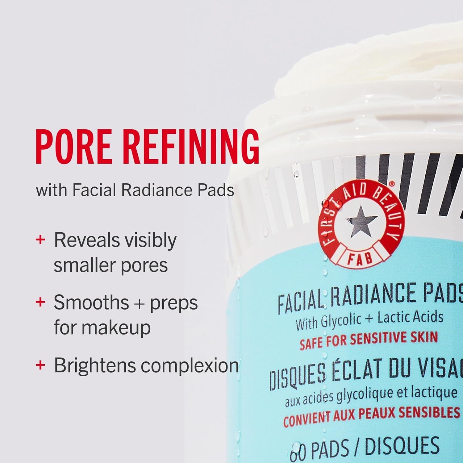 First Aid Beauty     
Brighten + Glow Facial Radiance Pads with Glycolic + Lactic Acids 🩵