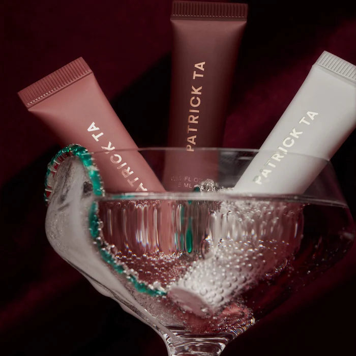 PATRICK TA 
Mini Major Moisture Smoothing and Hydrating Tinted Lip Balm Trio Makeup Gift Set 🩵✔️