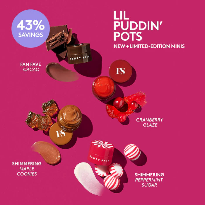 Fenty Beauty 
Lil Puddin' Pots Mini Intensive Recovery Lip Mask Set ❤️✔️