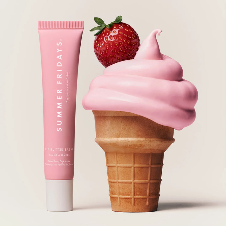 Summer Fridays    
Lip Butter Balm Strawberry Soft Serve 🩷