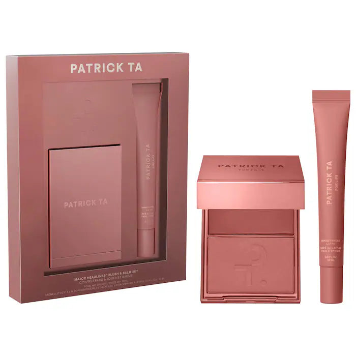 PATRICK TA 
Major Headlines Double-Take Crème & Powder Blush Duo & Lip Balm Makeup Gift Set  🤎✔️