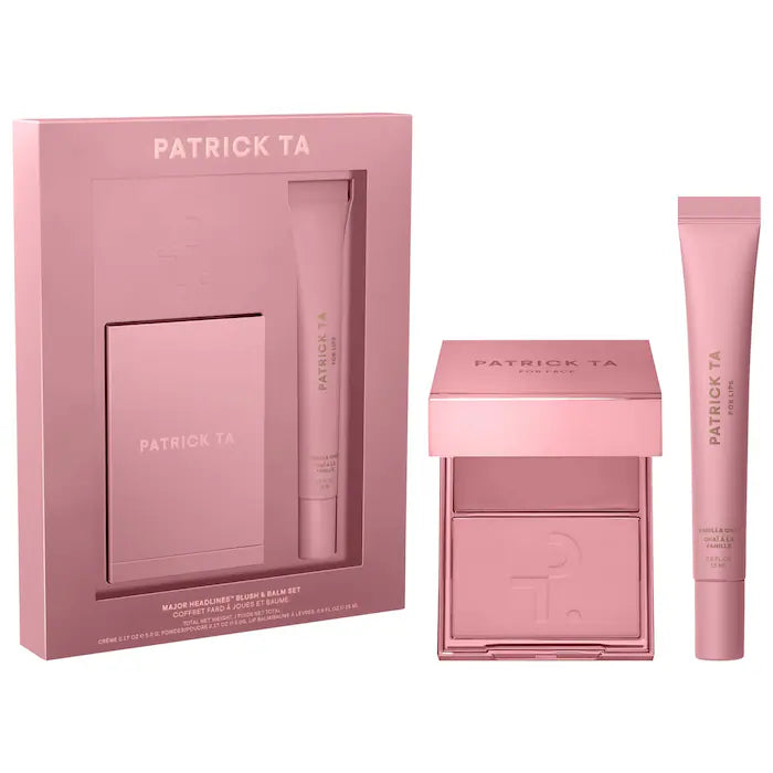 PATRICK TA   
Major Headlines Double-Take Crème & Powder Blush Duo & Lip Balm Makeup Gift Set  🤎✔️