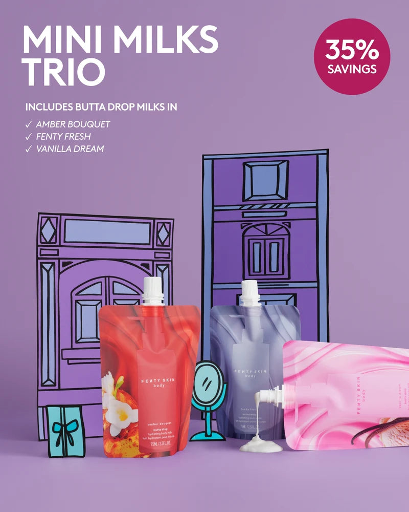 Fenty Skin
Mini Milk Hydrating Body Milk TRAVEL POUCH TRIO 🩷✔️