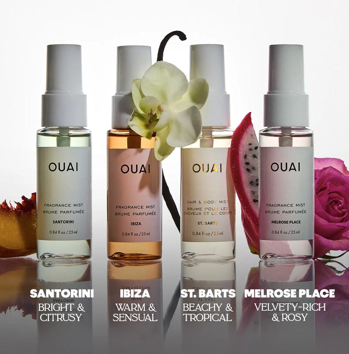 OUAI
Mini St. Barts, Ibiza, Santorini & Melrose Hair & Body Mist Set 🩷
