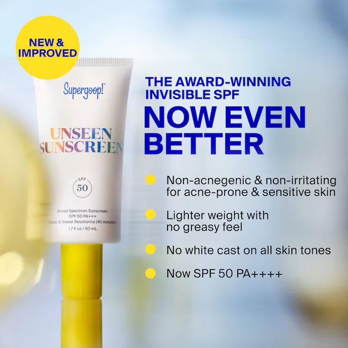 Supergoop! 
Unseen Sunscreen SPF 50 💛