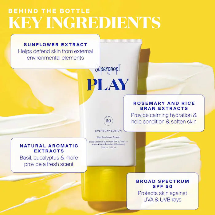Supergoop! 
PLAY Everyday Lotion SPF 50 Face & Body Sunscreen 💛
