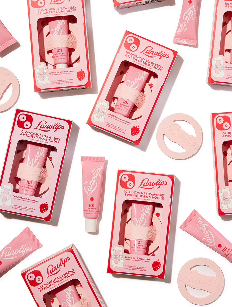 LanoLips 101 Ointment Strawberry & Phone Lip Balm Holder