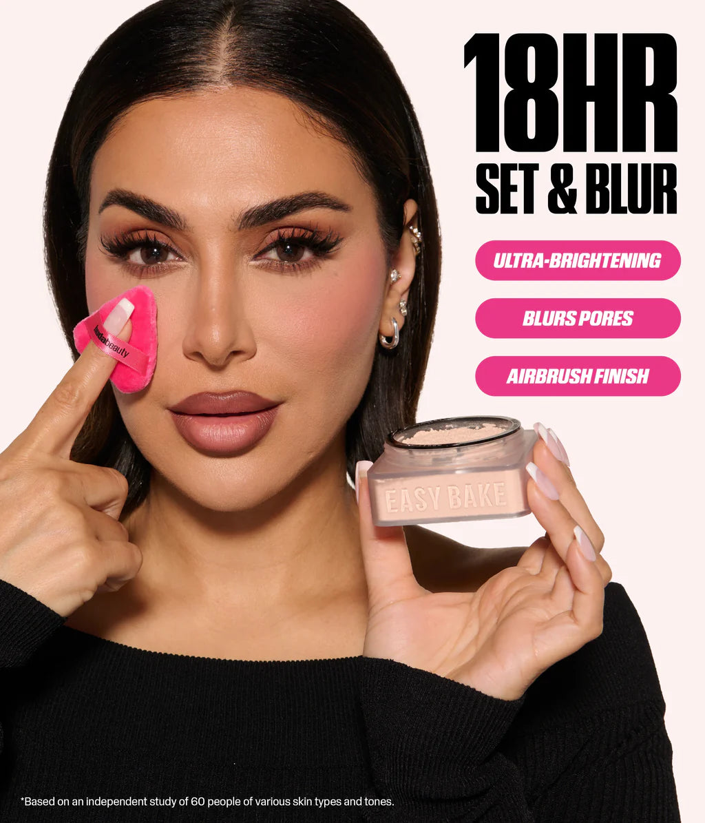 Huda Beauty  
Mini Easy Bake Loose Baking & Setting Powder
Kunafa 🧡