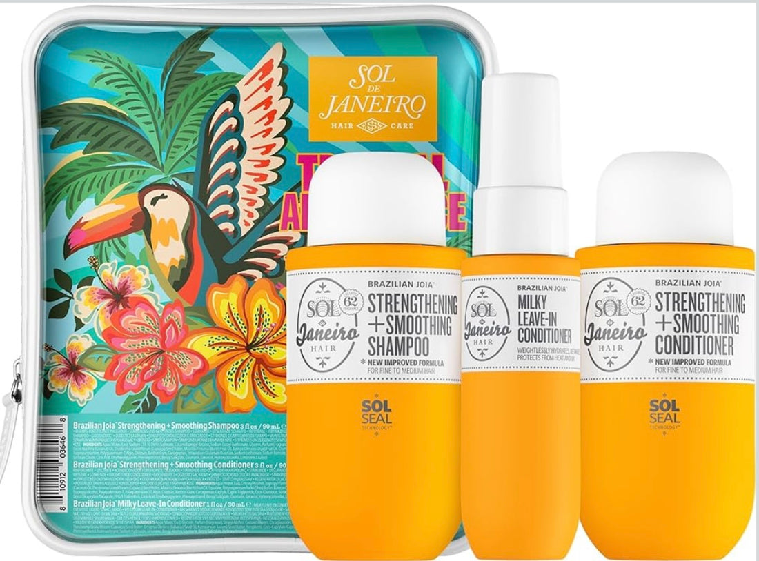Sol De Janeiro      
Tropical Abundance Hair Repair Trio Travel Set 💛