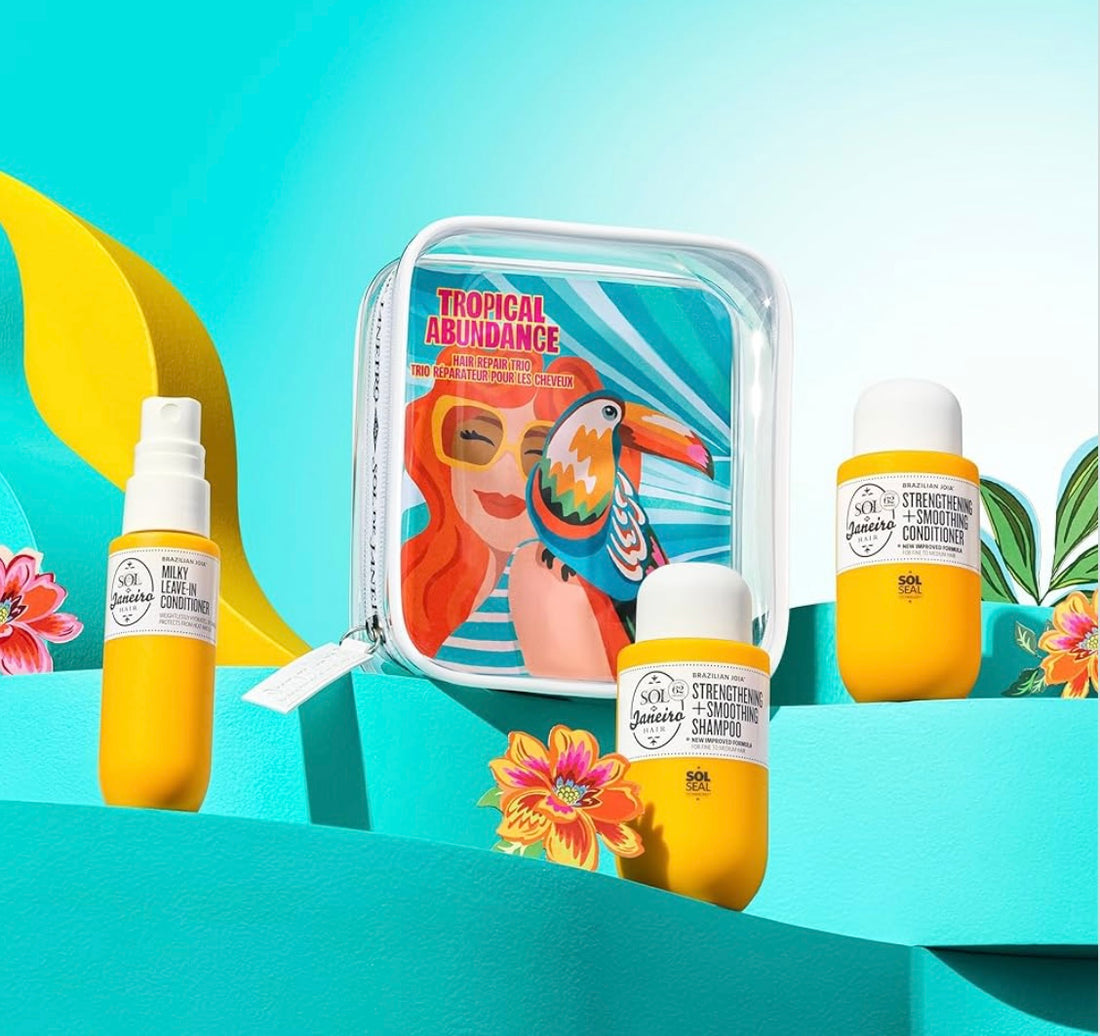 Sol De Janeiro      
Tropical Abundance Hair Repair Trio Travel Set 💛