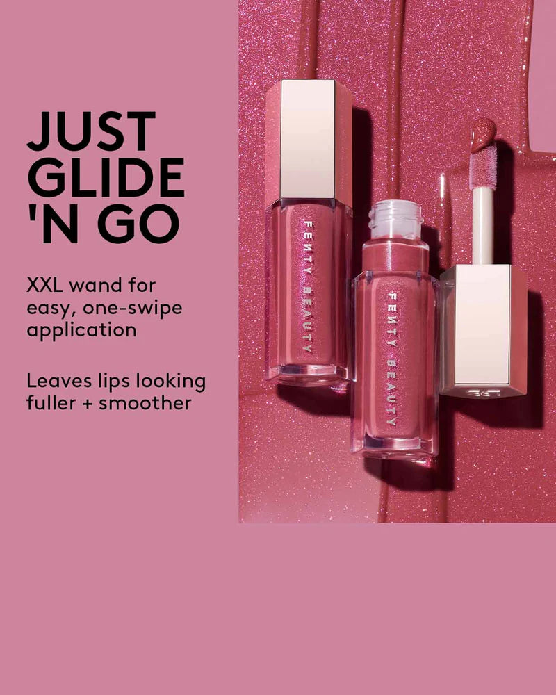 Fenty Beauty   
Gloss Bomb Heat Universal Lip Luminizer + Plumper -   
Hot Chocolit Heat — sheer rich brown