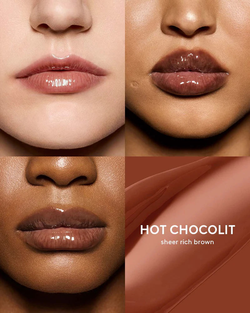 Fenty Beauty   
Gloss Bomb Heat Universal Lip Luminizer + Plumper -   
Hot Chocolit Heat — sheer rich brown
