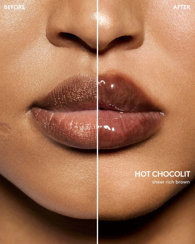 Fenty Beauty   
Gloss Bomb Heat Universal Lip Luminizer + Plumper -   
Hot Chocolit Heat — sheer rich brown