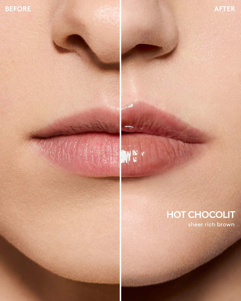 Fenty Beauty   
Gloss Bomb Heat Universal Lip Luminizer + Plumper -   
Hot Chocolit Heat — sheer rich brown