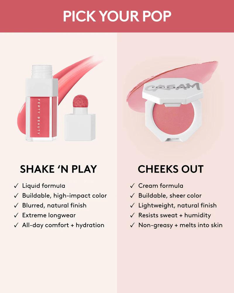 Fenty Beauty      
Shake ‘n Play Buildable Liquid Blush - Quit Wine’in — plum wine ❤️