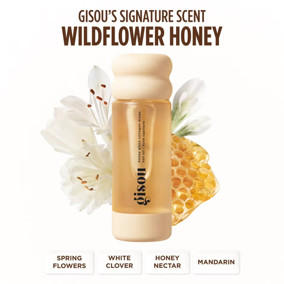 Gisou  
Honey Gloss Collagen Drops Hair Oil 🐝