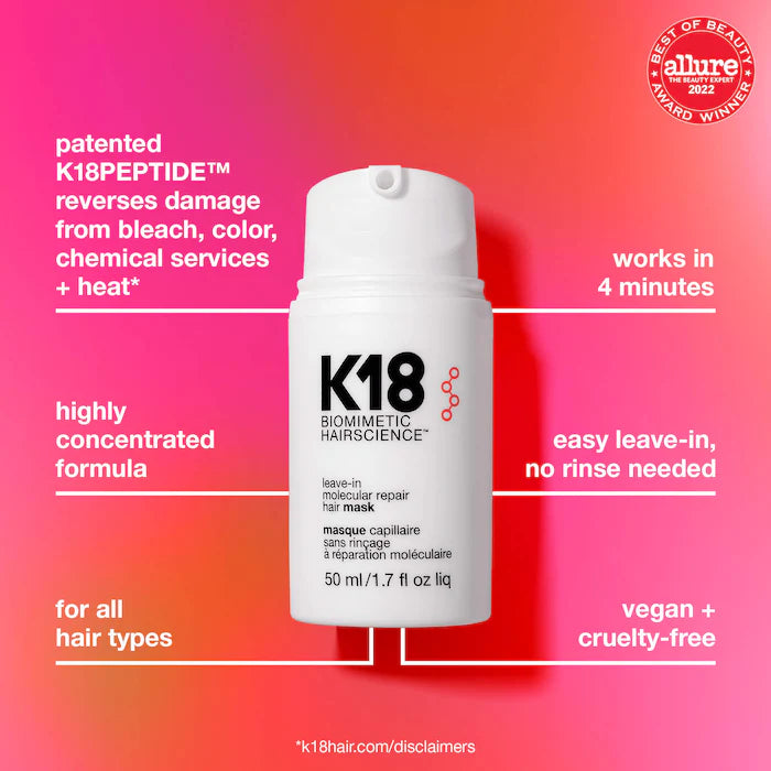 K18      
Leave-in molecular repair hair mask ♥️