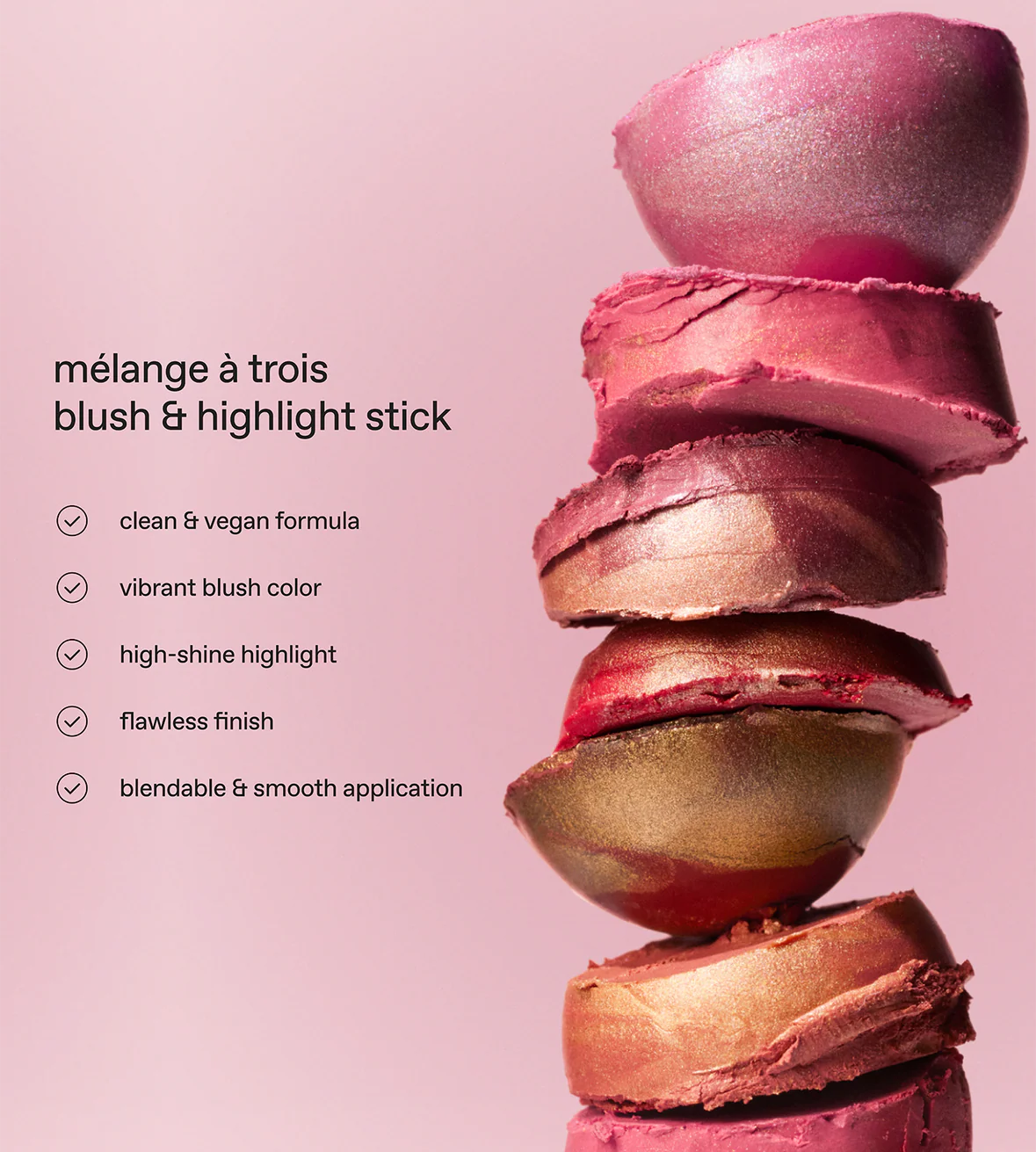 r.e.m.beauty 
mélange à trois blush & highlighter stick - Petal