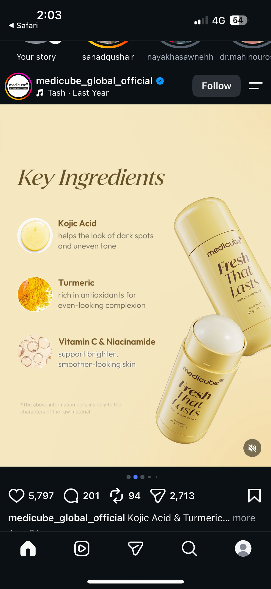 Medicube    
Fresh That Lasts Vanilla & Pistachio Deodorant 💛