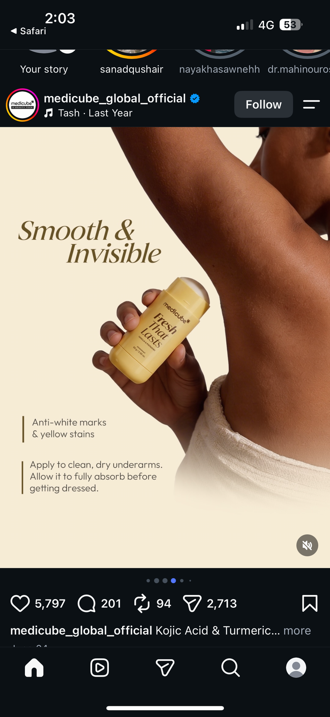 Medicube    
Fresh That Lasts Vanilla & Pistachio Deodorant 💛