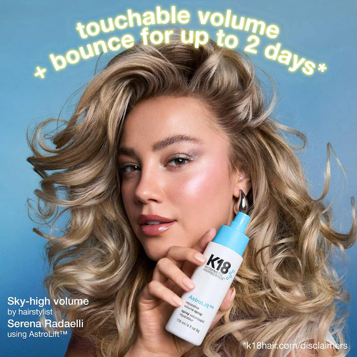 K18     
Biomimetic Hairscience    
AstroLift™ Reparative Volume Spray 🩵
