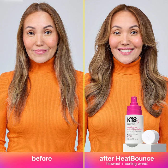 K18     
Biomimetic Hairscience     
HeatBounce™ Leave-In Conditioner Heat Protectant 💓