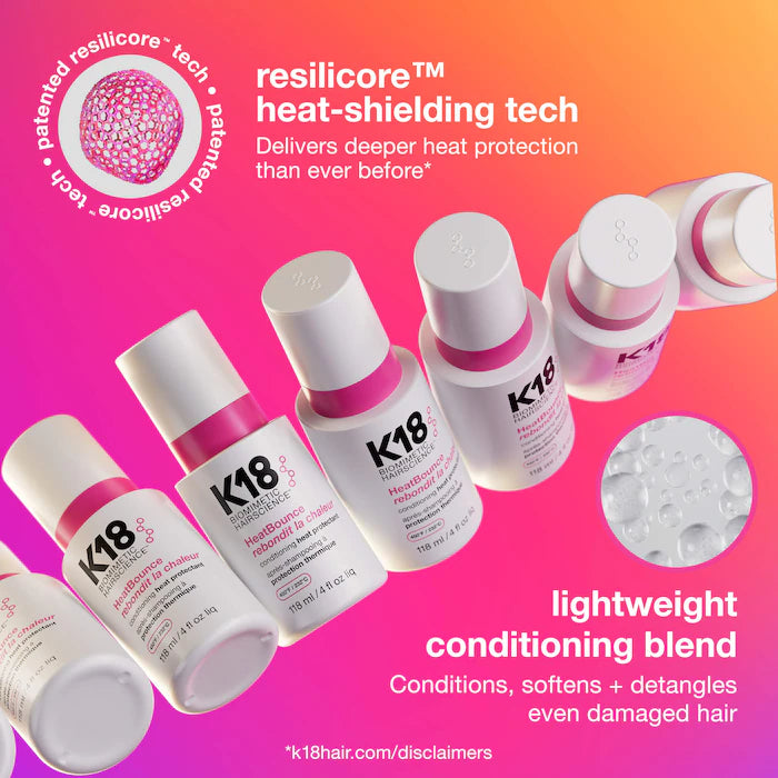 K18     
Biomimetic Hairscience     
HeatBounce™ Leave-In Conditioner Heat Protectant 💓