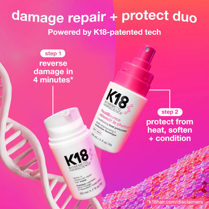 K18     
Biomimetic Hairscience     
HeatBounce™ Leave-In Conditioner Heat Protectant 💓