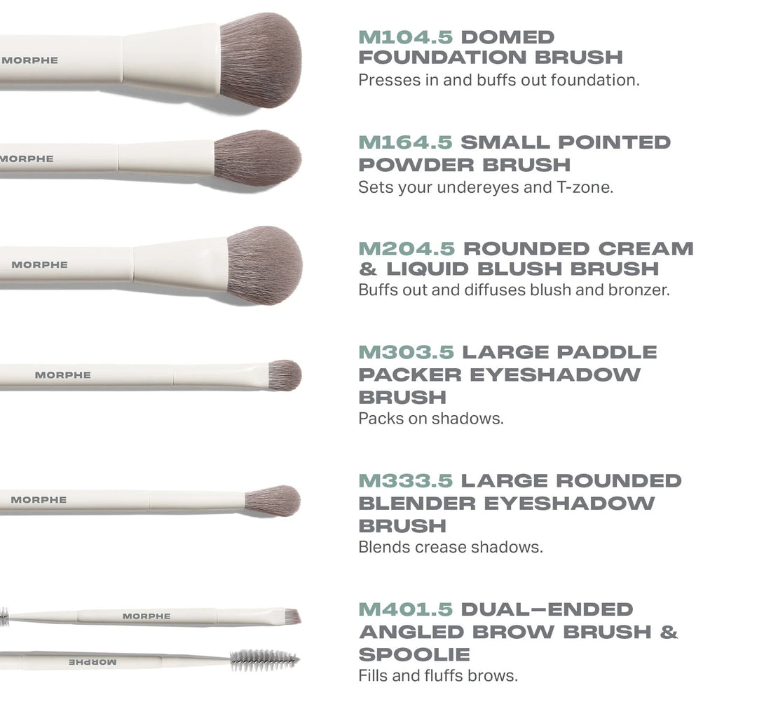 MORPHE    
Along For The Glide 6-Piece Travel Brush Set 💚