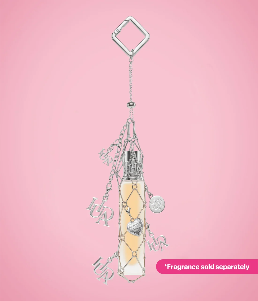 HUDA BEAUTY TRAVEL SPRAY FRAGRANCE HOLDER WITH CHARMS