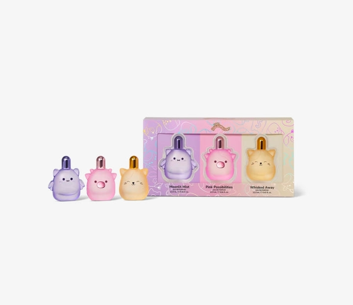 SQUISHMALLOWS FRAGRANCES 
3-Piece Coffret Set 💜🩷💛