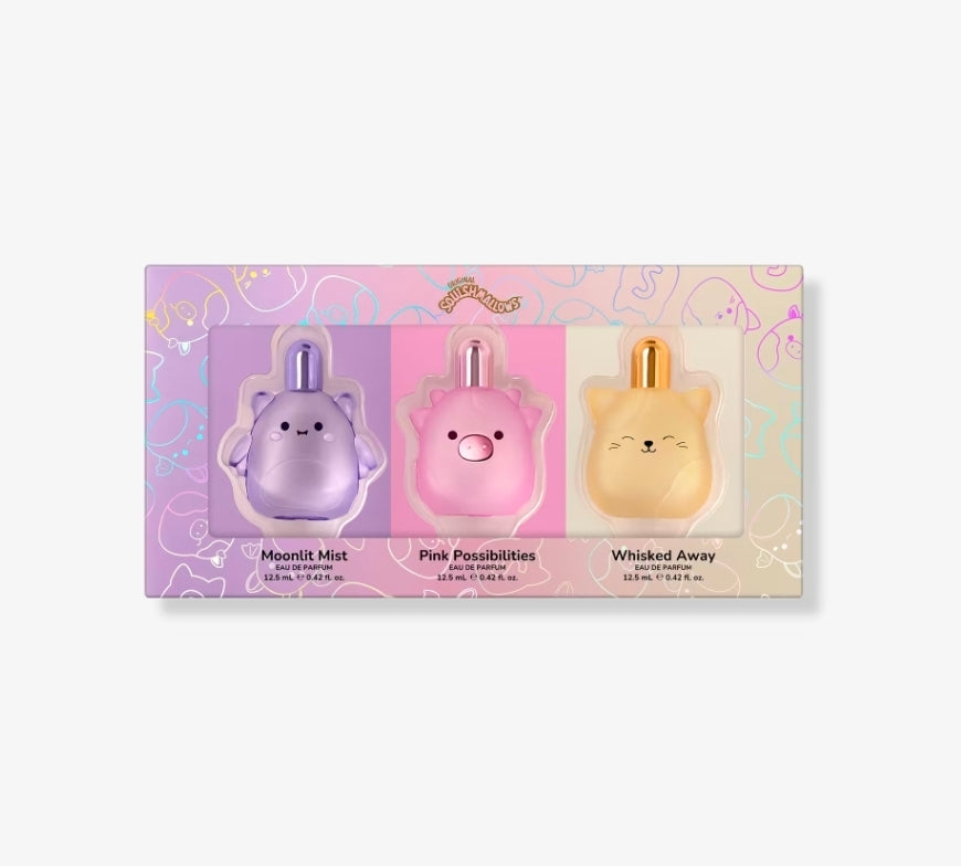 SQUISHMALLOWS FRAGRANCES 
3-Piece Coffret Set 💜🩷💛