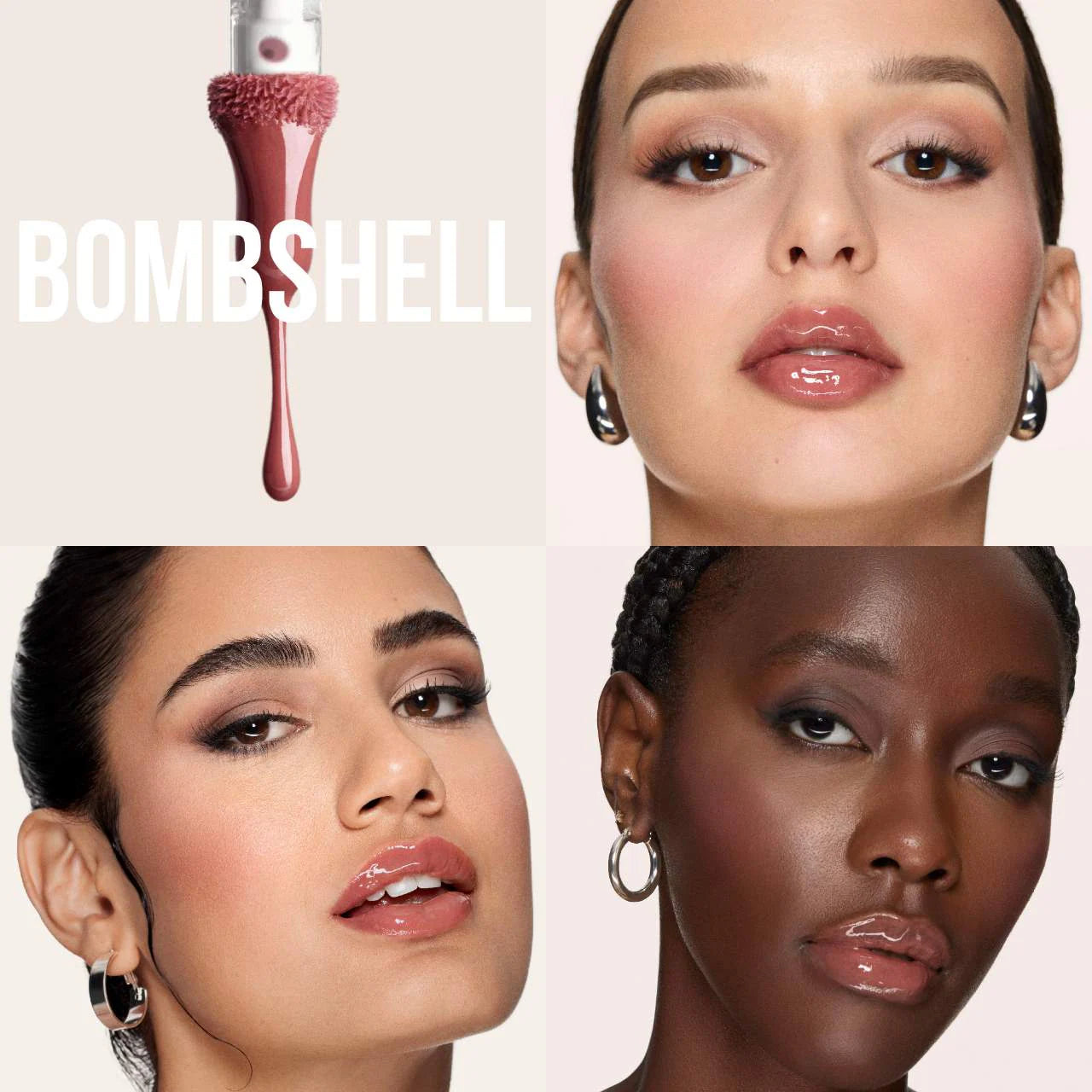 HUDA BEAUTY       
Faux Filler Shiny Non-Sticky Lip Gloss - Bombshell 🤎