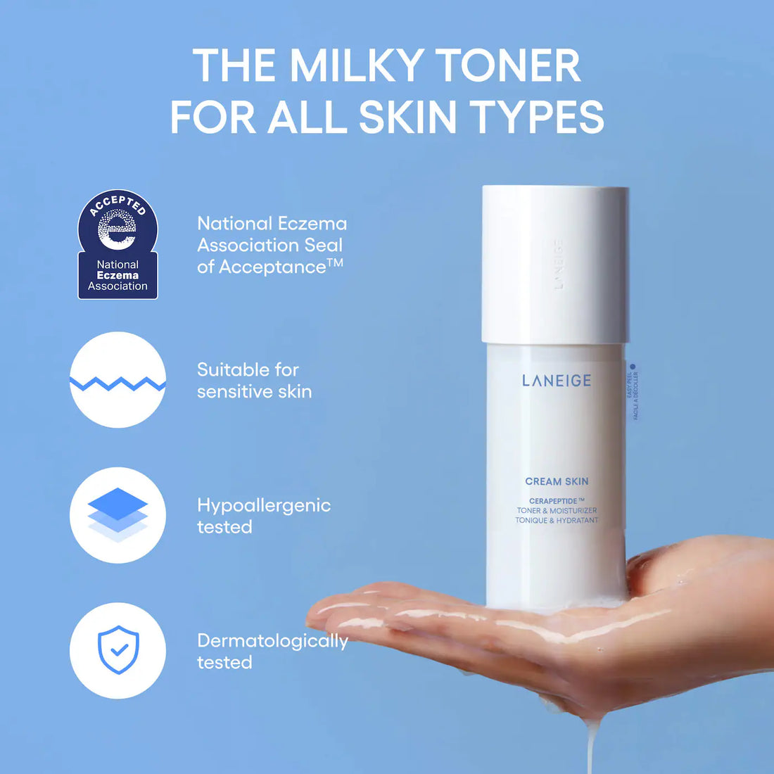 LANEIGE     
Mini Cream Skin Milky Toner Mist with Ceramides & Peptides for Nourishing Hydration 🤍