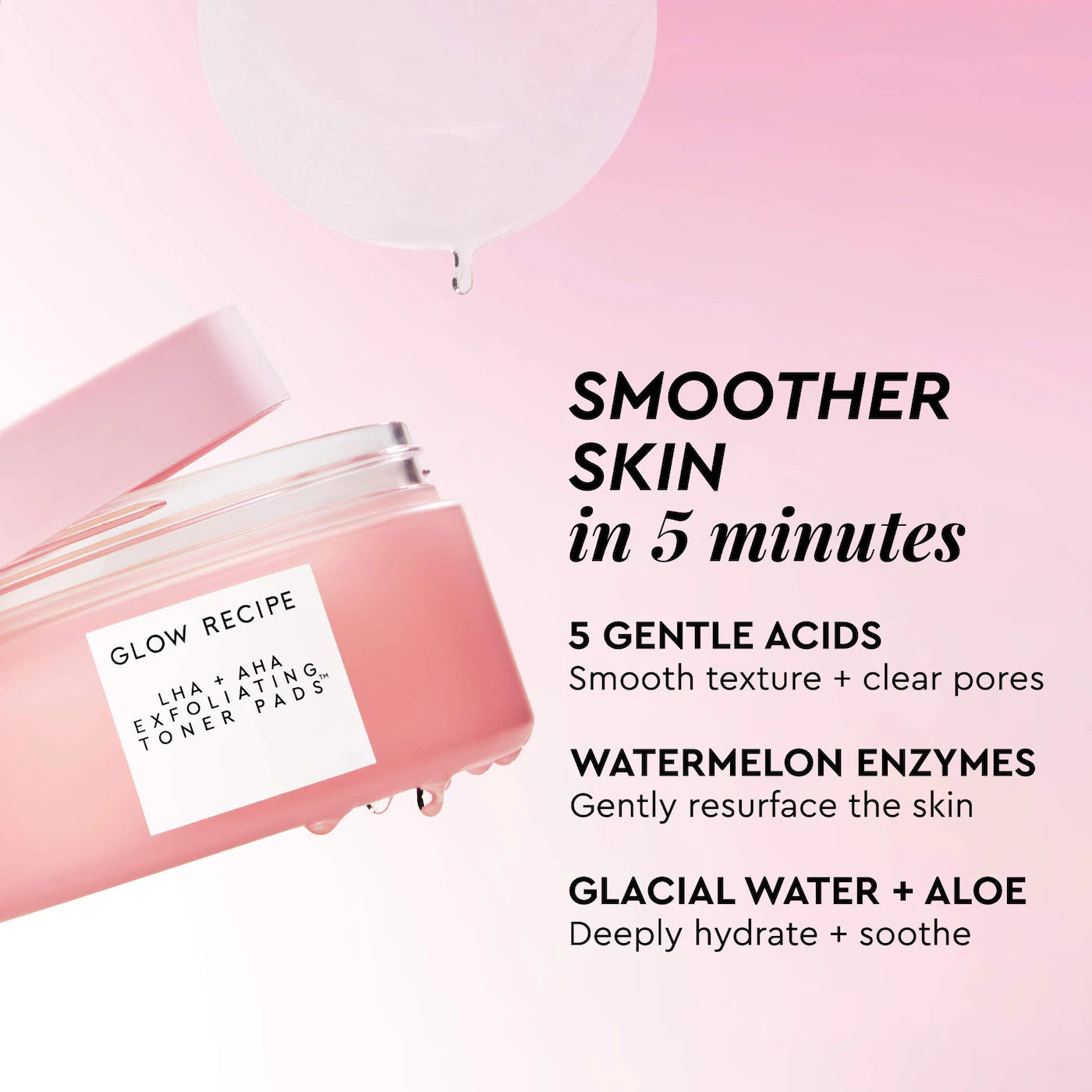 Glow Recipe  LHA + AHA Korean Watermelon Toner Pads for Hydration and Gentle Exfoliation ♥️